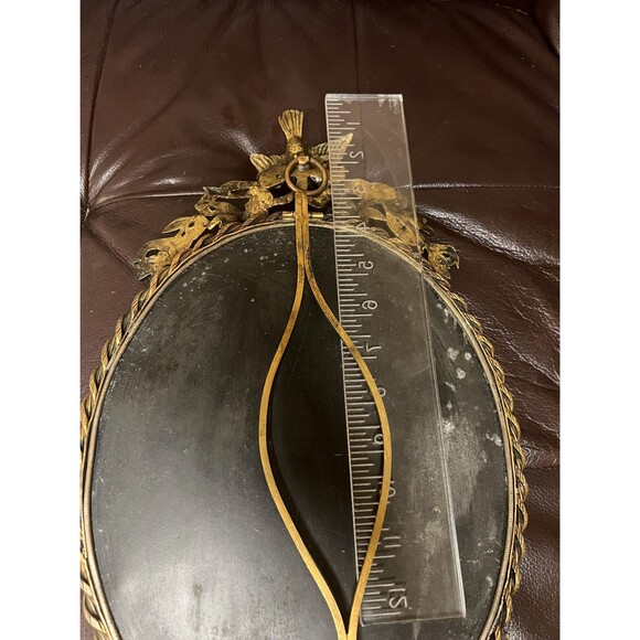 17” Antique French Revival Gilt Bronze Dove & Laurel Oval Ormolu Frame c.1900 - Picture 8 of 9